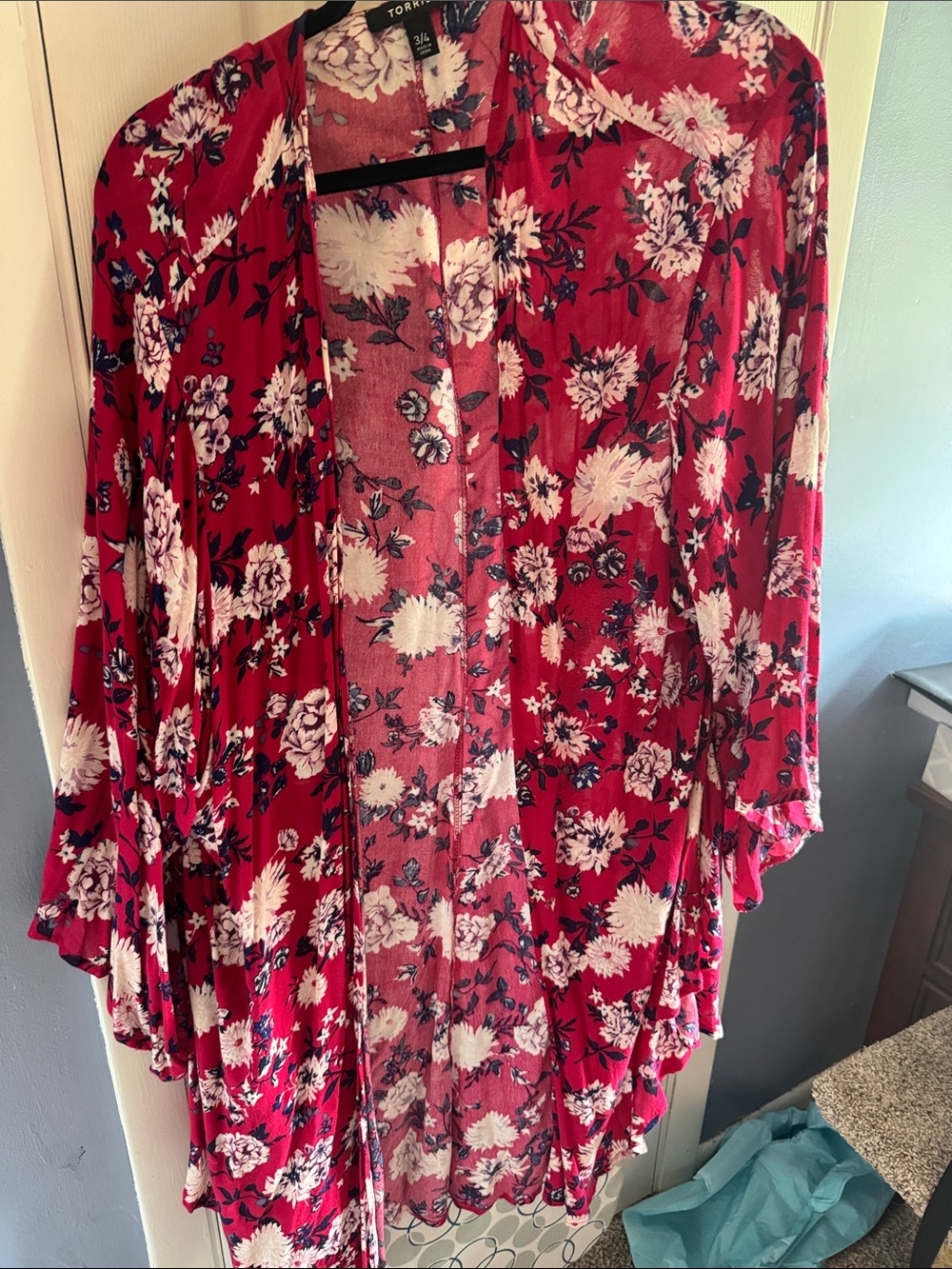 torrid Red Floral Open-Front Duster Kimono